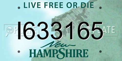 I633165 New Hampshire License Plate