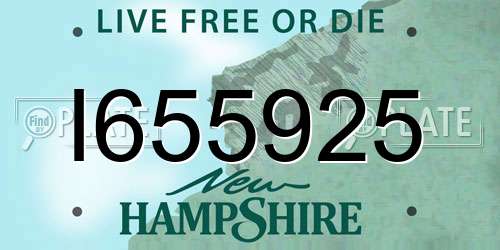 I655925 New Hampshire License Plate