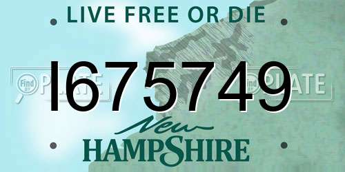I675749 New Hampshire License Plate