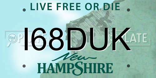 I68DUK New Hampshire License Plate