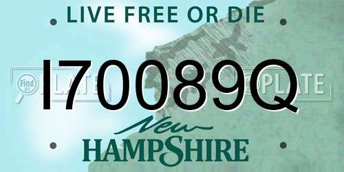 I70089Q New Hampshire License Plate