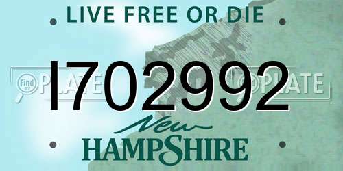I702992 New Hampshire License Plate