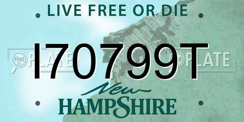 I70799T New Hampshire License Plate
