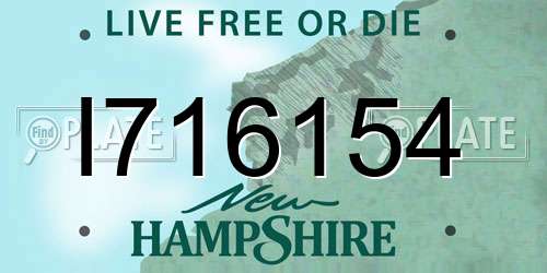I716154 New Hampshire License Plate