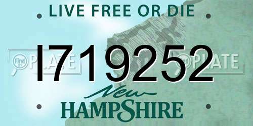 I719252 New Hampshire License Plate