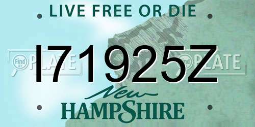 I71925Z New Hampshire License Plate