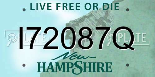 I72087Q New Hampshire License Plate