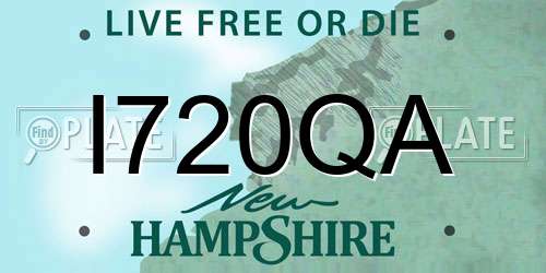 I720QA New Hampshire License Plate
