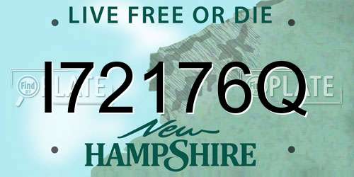 I72176Q New Hampshire License Plate