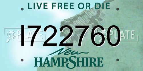 I722760 New Hampshire License Plate
