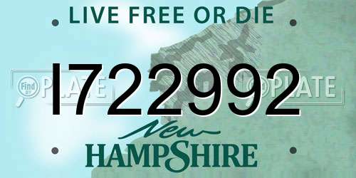 I722992 New Hampshire License Plate