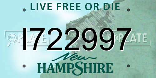 I722997 New Hampshire License Plate