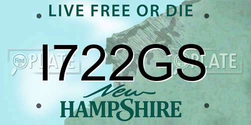 I722GS New Hampshire License Plate
