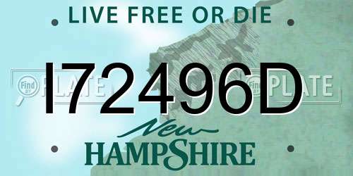 I72496D New Hampshire License Plate
