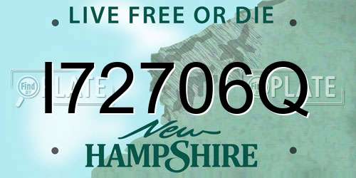 I72706Q New Hampshire License Plate