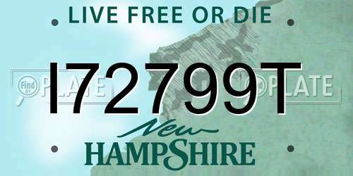 I72799T New Hampshire License Plate