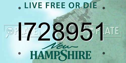 I728951 New Hampshire License Plate