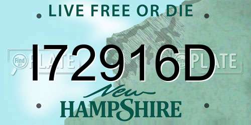 I72916D New Hampshire License Plate