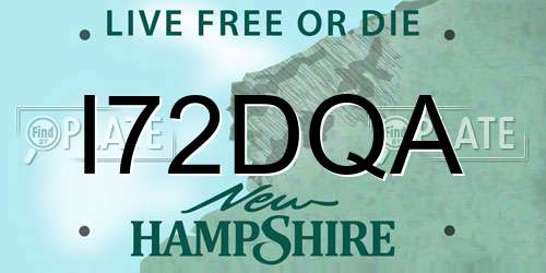 I72DQA New Hampshire License Plate