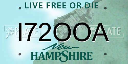 I72OOA New Hampshire License Plate