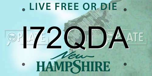 I72QDA New Hampshire License Plate