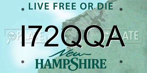 I72QQA New Hampshire License Plate