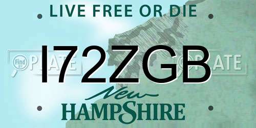I72ZGB New Hampshire License Plate