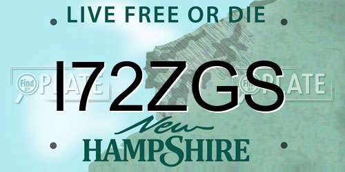 I72ZGS New Hampshire License Plate