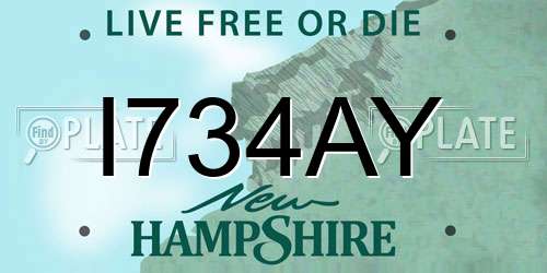 I734AY New Hampshire License Plate