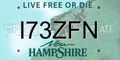 I73ZFN New Hampshire License Plate