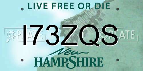 I73ZQS New Hampshire License Plate