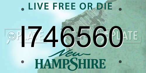 I746560 New Hampshire License Plate