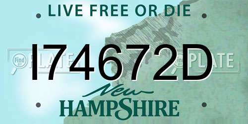 I74672D New Hampshire License Plate