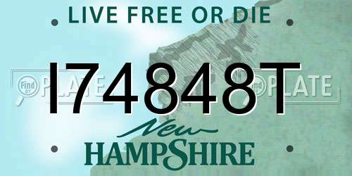 I74848T New Hampshire License Plate