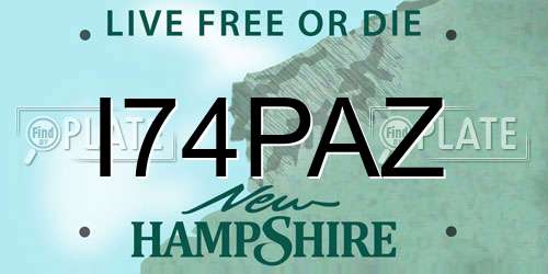 I74PAZ New Hampshire License Plate