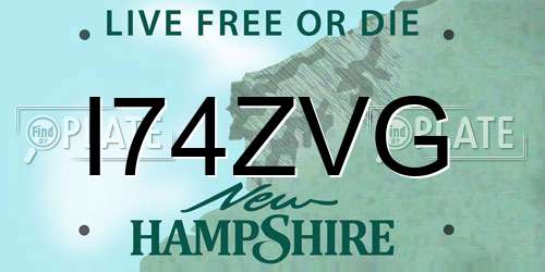 I74ZVG New Hampshire License Plate