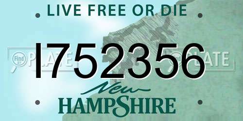 I752356 New Hampshire License Plate