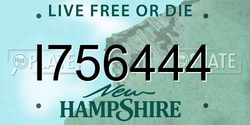 I756444 New Hampshire License Plate