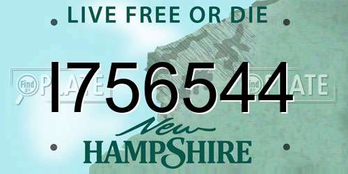 I756544 New Hampshire License Plate