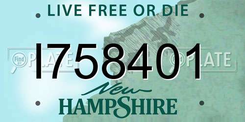 I758401 New Hampshire License Plate