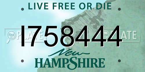 I758444 New Hampshire License Plate