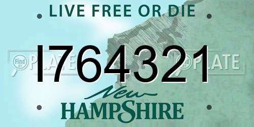 I764321 New Hampshire License Plate