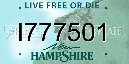 I777501 New Hampshire License Plate