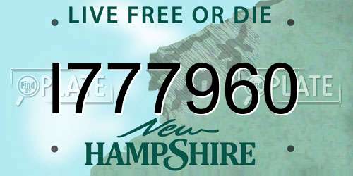 I777960 New Hampshire License Plate