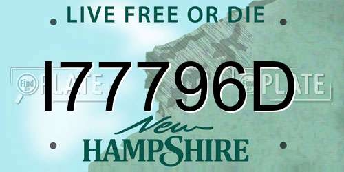 I77796D New Hampshire License Plate