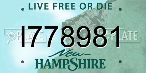 I778981 New Hampshire License Plate