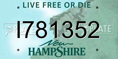 I781352 New Hampshire License Plate