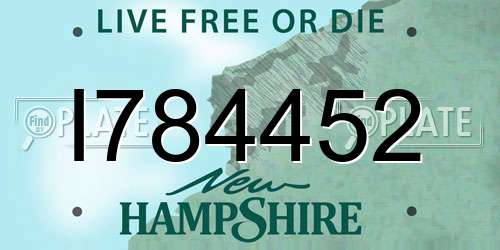 I784452 New Hampshire License Plate