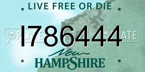 I786444 New Hampshire License Plate