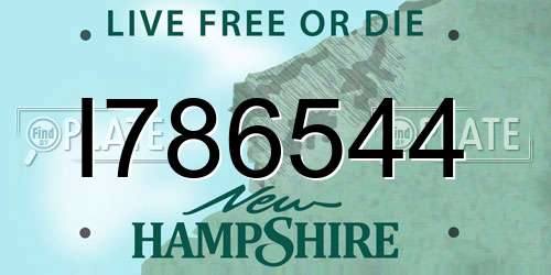 I786544 New Hampshire License Plate